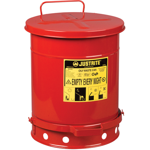 Oily Waste Cans, FM Approved/UL Listed, 10 US gal., Red Seagulf Marine Industries Inc.