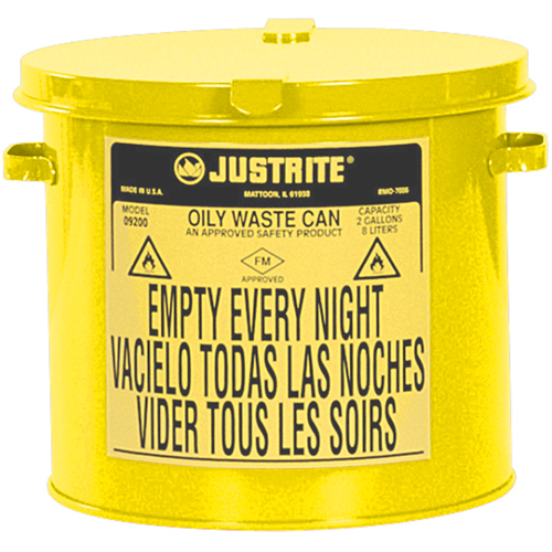 Oily Waste Cans, FM Approved/UL Listed, 2 US gal., Yellow Seagulf Marine Industries Inc.
