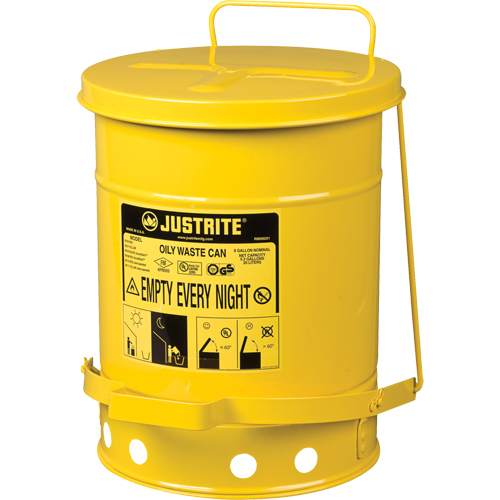 Oily Waste Cans, FM Approved/UL Listed, 6 US Gal., Yellow Seagulf Marine Industries Inc.