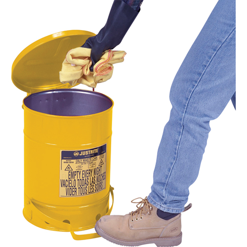 Oily Waste Cans, FM Approved/UL Listed, 21 US gal., Yellow Seagulf Marine Industries Inc.