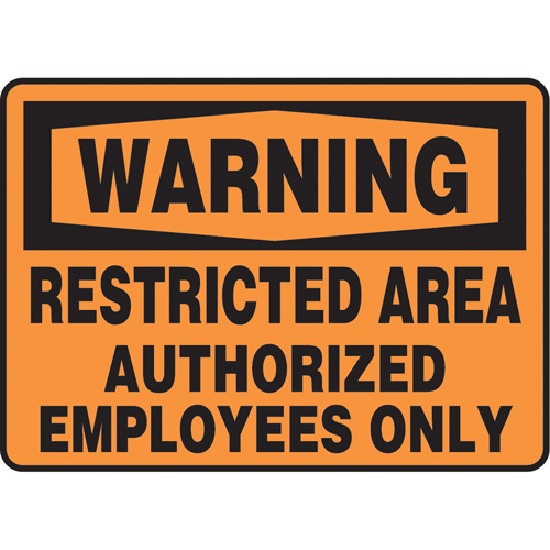 "Restricted Area" Sign, 10" x 14", Vinyl, English Seagulf Marine Industries Inc.