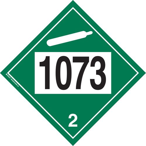 1073 Liquefied Oxygen Non-Flammable Gas TDG Placard, Plastic Seagulf Marine Industries Inc.