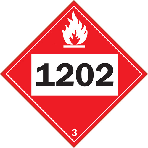 Plaque-&eacute;tiquette TMD 1202 pour liquide inflammable huile combustible, Vinyle adh&eacute;sif Seagulf Marine Industries Inc.