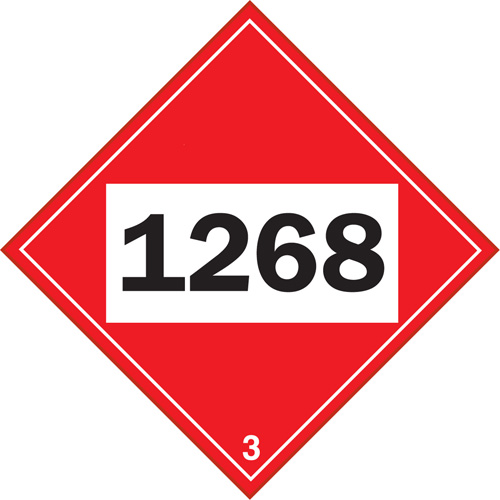 Plaque-&eacute;tiquette TMD 1268 pour distillats de p&eacute;trole, Plastique Seagulf Marine Industries Inc.