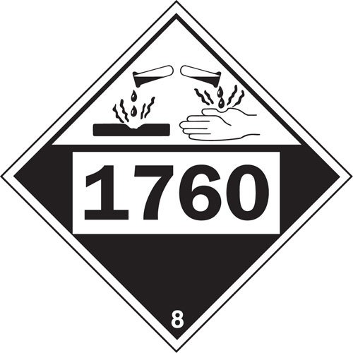 Plaque-&eacute;tiquette TMD 1760 pour mat&eacute;riaux corrosifs phosphate d'aluminium, Plastique Seagulf Marine Industries Inc.