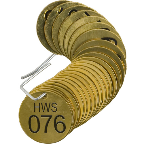 &eacute;tiquettes num&eacute;rot&eacute;es pour vannes HWS, # 076-100, Laiton, 1,5" dia. Seagulf Marine Industries Inc.