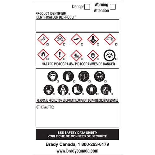 OTS WHMIS Labels, Vinyl, Sheet, 5" L x 5" W Seagulf Marine Industries Inc.
