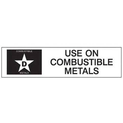 "D: Use on Combustible Metals" Fire Extinguisher Label Seagulf Marine Industries Inc.