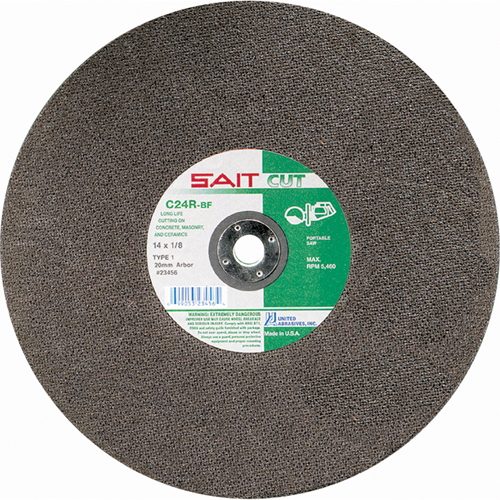 Meule &agrave; tronçonner haute vitesse pour le b&eacute;ton C24R, 14" x 1/8", Arbre de 1", Type 1, Carbure de silicium, 5400 Tr/min Seagulf Marine Industries Inc.