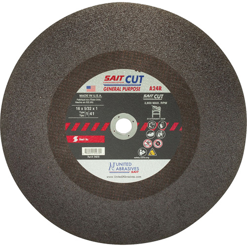 Cut-Off Saw (A24R), 14" x 1/8", 1" Arbor, Type 1, Aluminum Oxide, 4400 RPM Seagulf Marine Industries Inc.