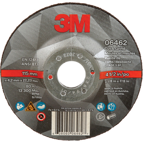 Meule &agrave; tronçonner, 4-1/2" x 1/8", Arbre de 7/8", Type 27, C&eacute;ramique Seagulf Marine Industries Inc.