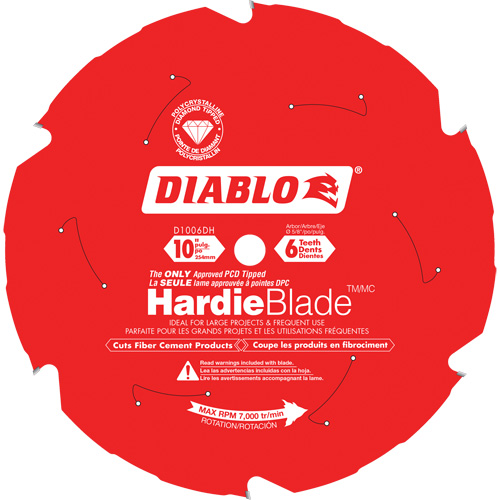 Lame de scie &agrave; d&eacute;couper HardieBlade, 10", 6 dents, Pour B&eacute;ton de fibre Seagulf Marine Industries Inc.