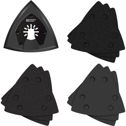 Patin de ponçage triangulaire pour outil oscillant et assortiment de papiers abrasifs One Fit Seagulf Marine Industries Inc.