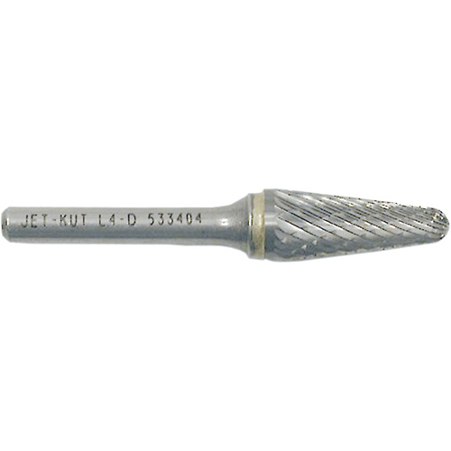 L4-D JET-KUT&reg; Taper Shape Burr with Radius End, 1/4" Dia., 1/4" Shank, 1-1/8" Depth of Cut Seagulf Marine Industries Inc.