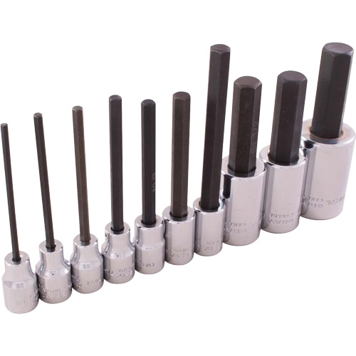 SAE Hex Head Socket Set, Hex, 1/2"/3/8" Drive, 10 Pcs Seagulf Marine Industries Inc.