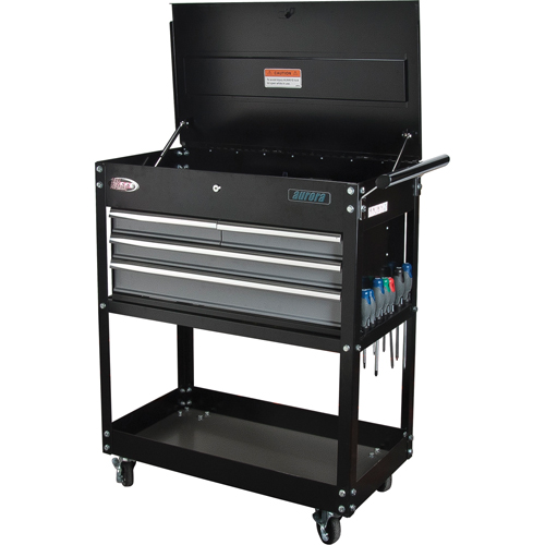 Chariot utilitaire, 4 tiroirs, 18" lo x 33" la x 39" h, Noir Seagulf Marine Industries Inc.