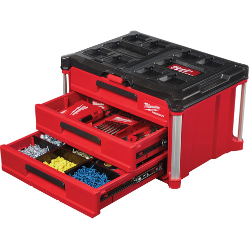 Boîte &agrave; outils avec 3 tiroirs Packout, 16-1/3" x 14-1/3" x 22-1/5", Noir/Rouge Seagulf Marine Industries Inc.