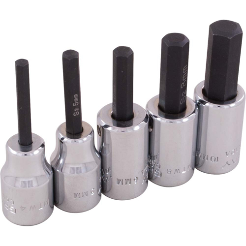 Hex Head Socket Set, Hex, 3/8" Drive, 5 Pcs Seagulf Marine Industries Inc.