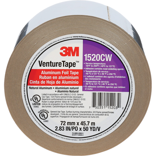 Venture Tape Aluminum Foil Tape, 1.8 mils Thick, 72 mm (3") x 45.7 m (150') Seagulf Marine Industries Inc.