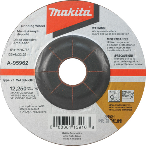 INOX Grinding Wheel, 5" x 1/4", 7/8" Arbor, Aluminum Oxide, Type 27 Seagulf Marine Industries Inc.