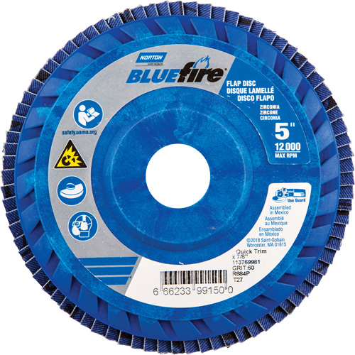 BlueFire R884P Coarse Grit Flap Disc, 5" x 7/8", Type 27, 60 Grit, Zirconia Alumina Seagulf Marine Industries Inc.