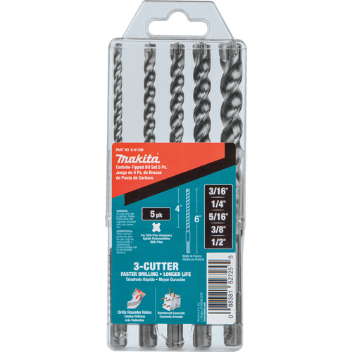 SDS-Plus 3-Cutter Bit Set, 5 Pieces, Carbide Seagulf Marine Industries Inc.