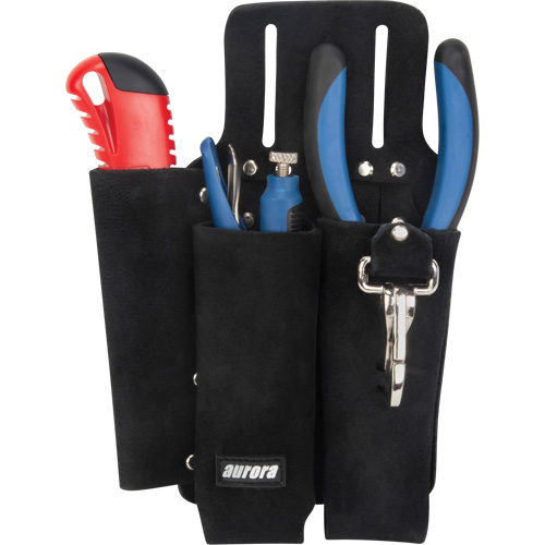 Porte-outils pour monteur de ligne, Porte-outil multiple, Cuir, 3 Poches Seagulf Marine Industries Inc.