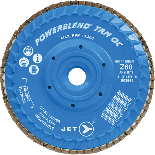 PowerBlend TRM QC Trimmable Flap Disc, 5" x 5/8"-11, Type 27, Z60 Grit, Zirconia Alumina Seagulf Marine Industries Inc.