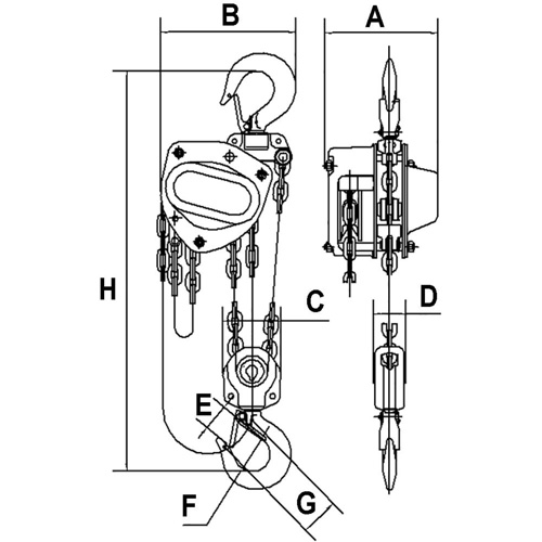 KCH Series Chain Hoists, 20' Lift, 6600 lbs. (3 tons) Capacity, Alloy Steel Chain Seagulf Marine Industries Inc.