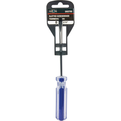 Tournevis &agrave; fente bleu transparent avec bandes, Tige de 3/16", Ronde, Prise en Plastique Seagulf Marine Industries Inc.
