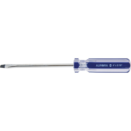 Tournevis &agrave; fente bleu transparent avec bandes, Tige de 3/16", Ronde, Prise en Plastique Seagulf Marine Industries Inc.