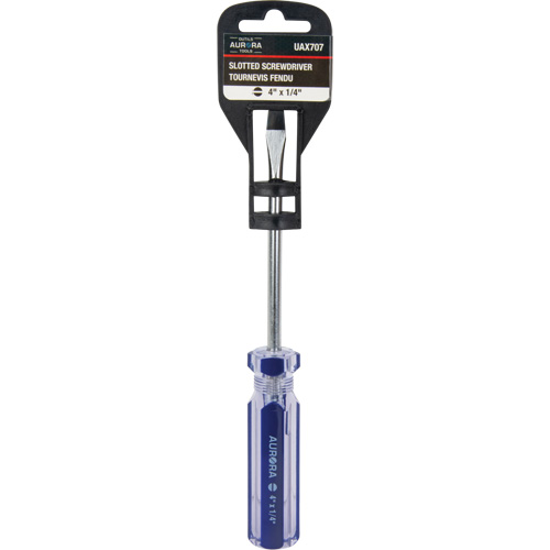 Tournevis &agrave; fente bleu transparent avec bandes, Tige de 1/4", Ronde, Prise en Plastique Seagulf Marine Industries Inc.