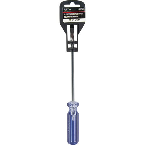 Tournevis &agrave; fente bleu transparent avec bandes, Tige de 1/4", Ronde, Prise en Plastique Seagulf Marine Industries Inc.