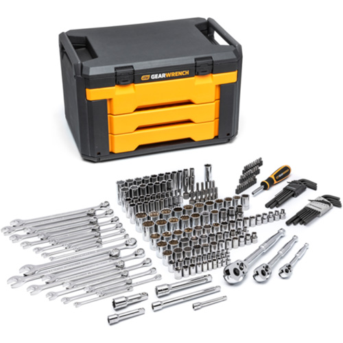 Jeu d'outils pour m&eacute;canicien dans boîte de rangement &agrave; trois tiroirs Seagulf Marine Industries Inc.