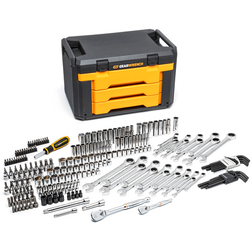 Jeu d'outils pour m&eacute;canicien dans boîte de rangement &agrave; trois tiroirs Seagulf Marine Industries Inc.