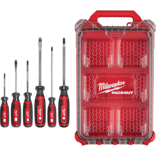 Cushion Grip Screwdrivers Set with PACKOUT Low-Profile Compact Organizer, 6 Pcs. Seagulf Marine Industries Inc.