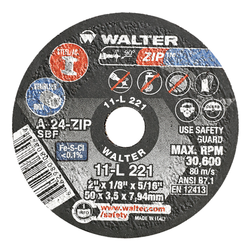 Meules &agrave; tronçonner renforc&eacute;es portatives de petit diam&egrave;tre - Zip, 2" x 1/8", Arbre de 5/16", Type 1, Oxyde d'aluminium, 31000 Tr/min Seagulf Marine Industries Inc.