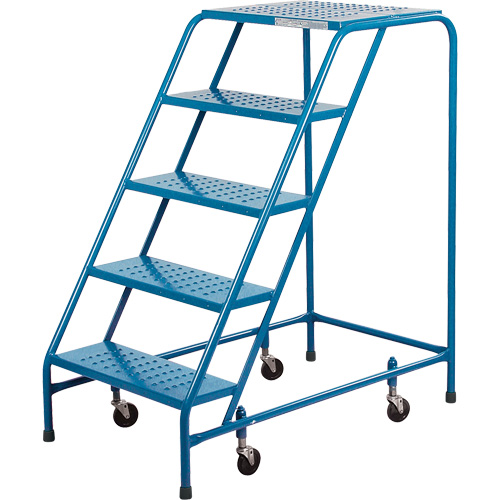 Rolling Step Ladder, 5 Steps, 18" Step Width, 46" Platform Height, Steel Seagulf Marine Industries Inc.