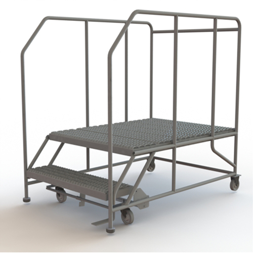 Mobile Work Platform, Steel, 2 Steps, 20" H, 48" D, 36" Step, Serrated Seagulf Marine Industries Inc.