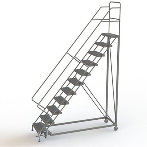 Safety Slope Rolling Ladder, 11 Steps, Serrated, 50° Incline, 110" High Seagulf Marine Industries Inc.