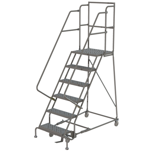 Escabeaux roulants &agrave; dessus profond, 11 marches, Largeur de la marche 24", Hauteur de la plateforme 110", Acier Seagulf Marine Industries Inc.