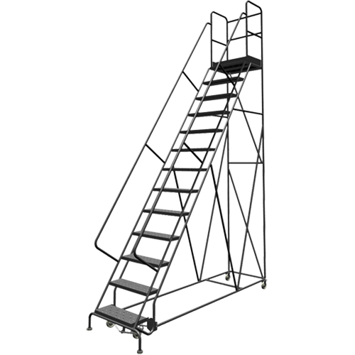 Escabeaux roulants &agrave; dessus profond, 13 marches, Largeur de la marche 24", Hauteur de la plateforme 130", Acier Seagulf Marine Industries Inc.