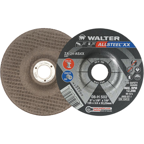 Depressed Centre Grinding Wheels - ALLSTEEL XX, 5" x 1/8", 7/8" Arbor, Type 27, Zirconia Alumina, 12200 RPM Seagulf Marine Industries Inc.