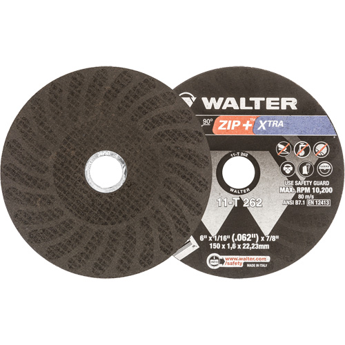 Zip+ Right Angle Grinder Reinforced Cut-Off Wheel, 6" x 1/16", 7/8" Arbor, Type 1, Aluminum Oxide, 10200 RPM Seagulf Marine Industries Inc.
