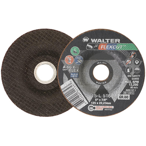Meule FLEXCUT, 5", 60 Grain, Oxyde d'aluminium, 7/8", 12 200 Tr/min, Type 29 Seagulf Marine Industries Inc.