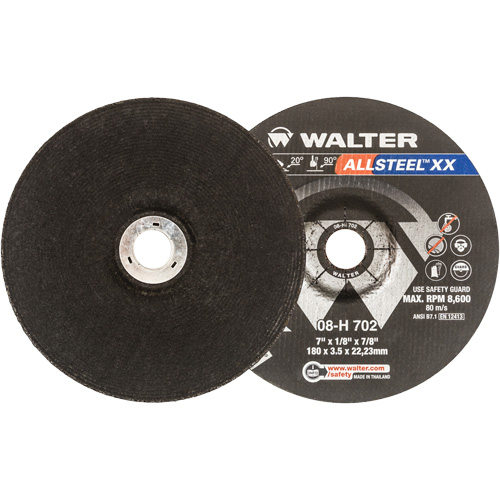Meules &agrave; moyeu d&eacute;port&eacute; ALLSTEEL XX, 7" x 1/8", Arbre 7/8", Type 27 Seagulf Marine Industries Inc.