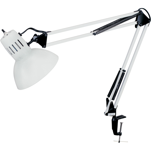 Swing Arm Clamp-On Desk Lamps, 100 W, Incandescent, C-Clamp, 36" Neck, White Seagulf Marine Industries Inc.