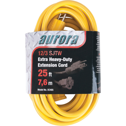 Cordon rallonge en vinyle, Ext&eacute;rieur, SJTW, AWG 12/3, 15 A, 25' Seagulf Marine Industries Inc.