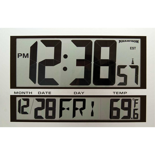 Jumbo Clock, Digital, Battery Operated, 16.5" W x 1.7" D x 11" H, Silver Seagulf Marine Industries Inc.