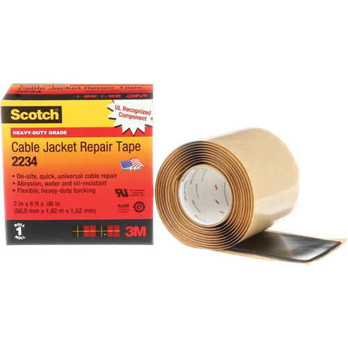 Scotch&reg; Cable Jacket Repair Tape, 51 mm (2") x 1.8 m (6'), Black, 60 mils Seagulf Marine Industries Inc.